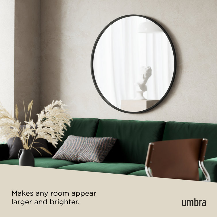 15'' Round Industrial Rubber-Trimmed Wood Wall Mirror