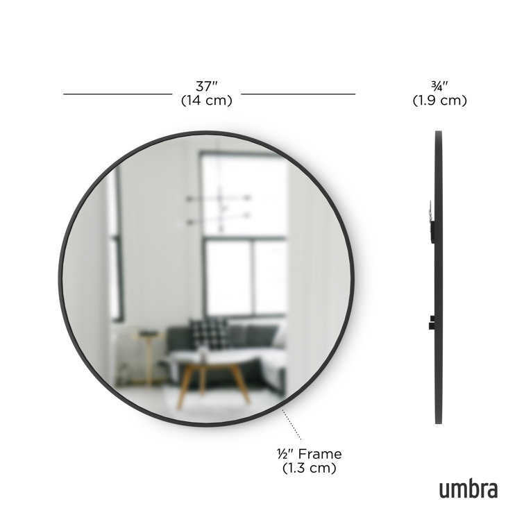 15'' Round Industrial Rubber-Trimmed Wood Wall Mirror