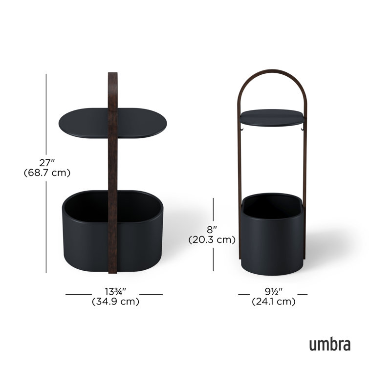 Bellwood Modern Round Wood & Metal Storage Side Table