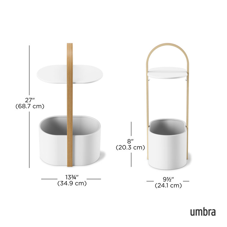 Bellwood Modern Round Wood & Metal End Table with Cable Management