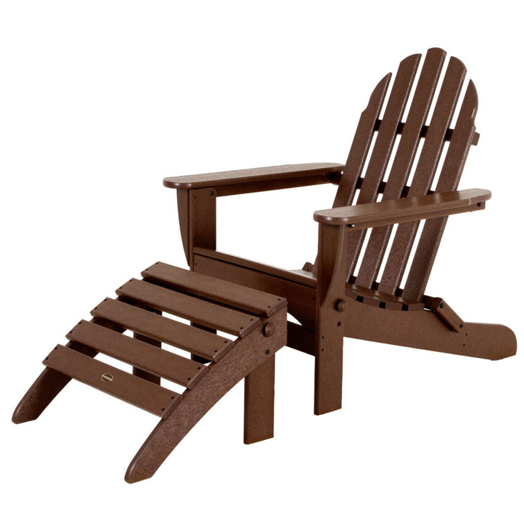 Mahogany Folding Adirondack Chair and Ottoman Set