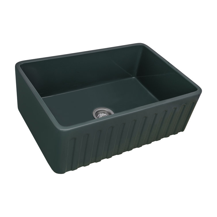 Emerald Green Fireclay Reversible Farmhouse Apron-Front Kitchen Sink
