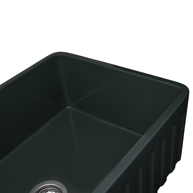 Emerald Green Fireclay Reversible Farmhouse Apron-Front Kitchen Sink