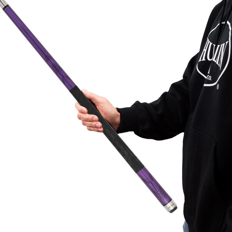 Metallic Purple and Black Maple Pool Cue with Tire Tread Wrap