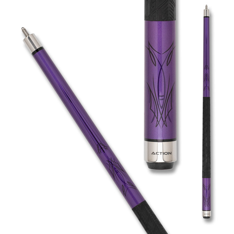 Metallic Purple and Black Maple Pool Cue with Tire Tread Wrap
