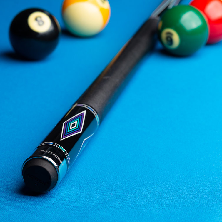 59'' Black and Teal Maple Pool Cue with 13mm Tip