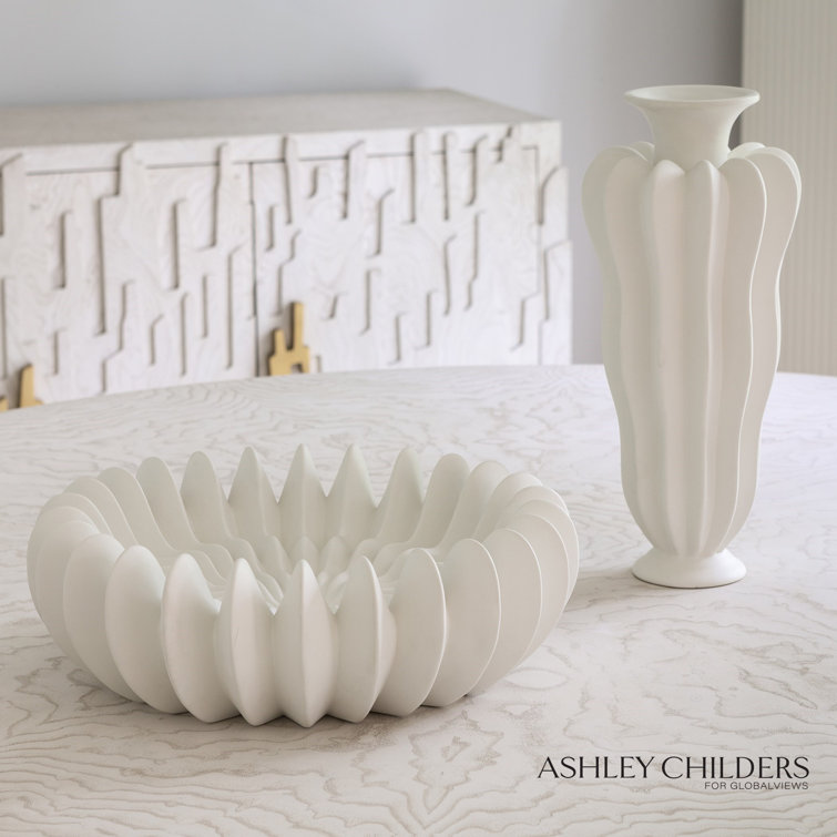 Matte White Wavy Handcrafted Ceramic Bowl