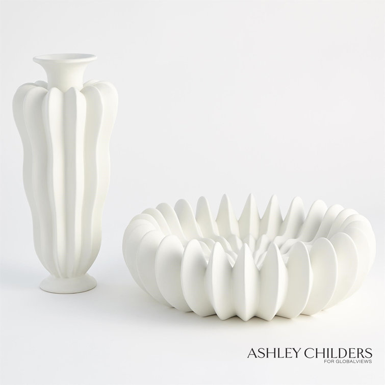 Matte White Wavy Handcrafted Ceramic Bowl
