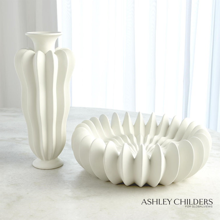 Matte White Wavy Handcrafted Ceramic Bowl