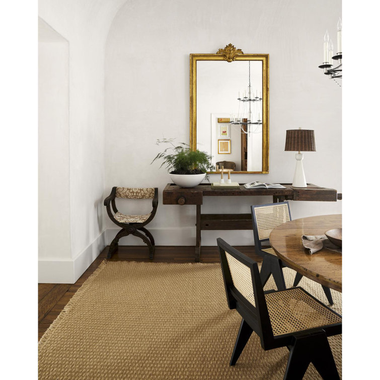 Light Brown Rectangular Jute and Polypropylene Area Rug