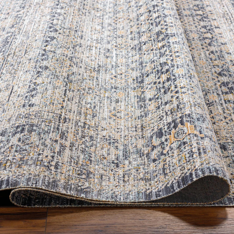Margaret Gray Synthetic Rectangular Washable Area Rug 9' x 13'
