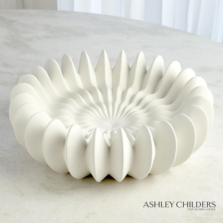 Matte White Wavy Handcrafted Ceramic Bowl