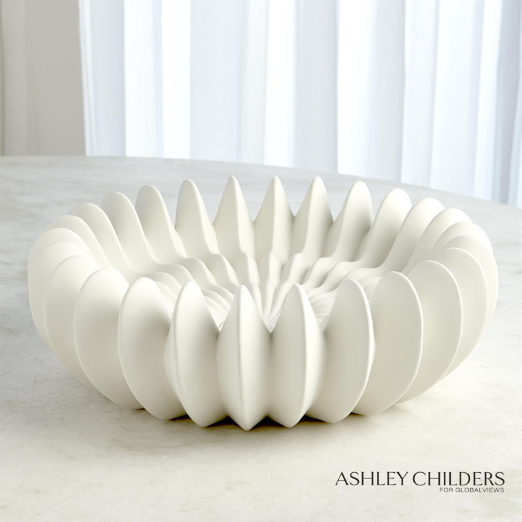 Matte White Wavy Handcrafted Ceramic Bowl