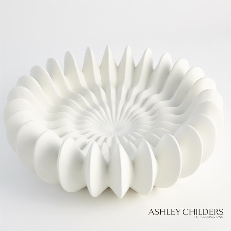 Matte White Wavy Handcrafted Ceramic Bowl
