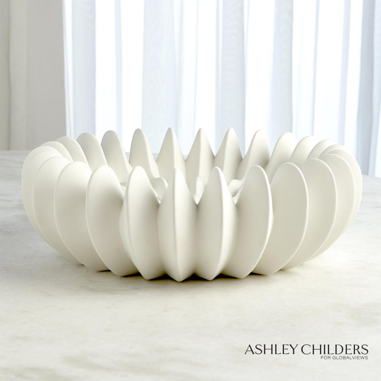 Matte White Wavy Handcrafted Ceramic Bowl