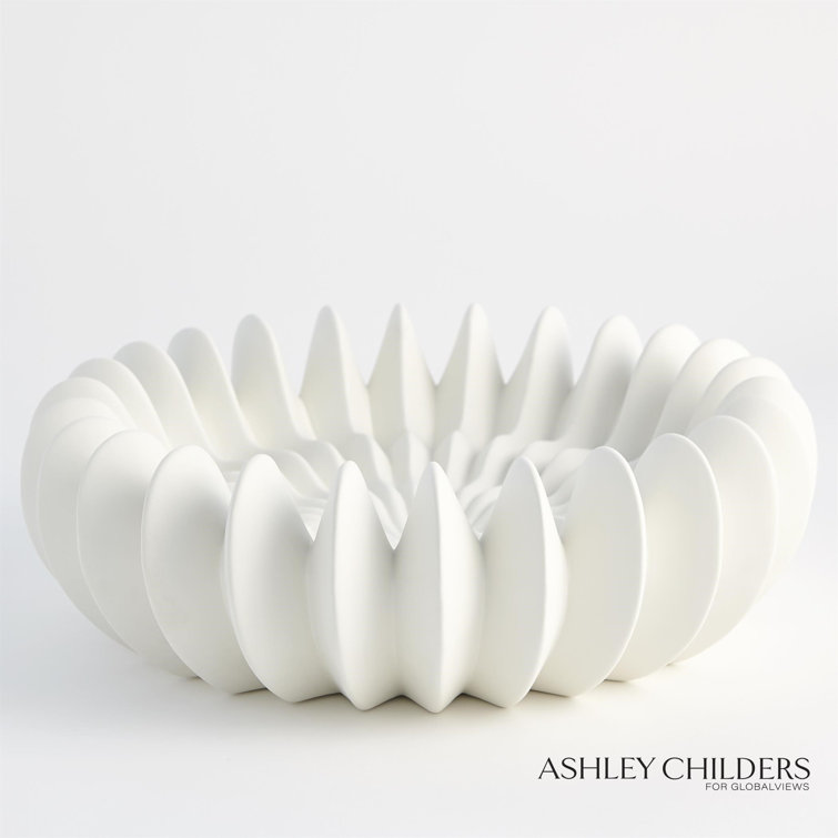 Matte White Wavy Handcrafted Ceramic Bowl
