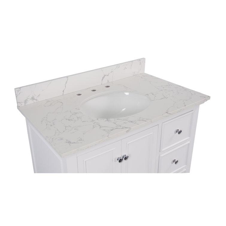 Ferdinand 36'' White Engineered Marble Single Bathroom Vanity