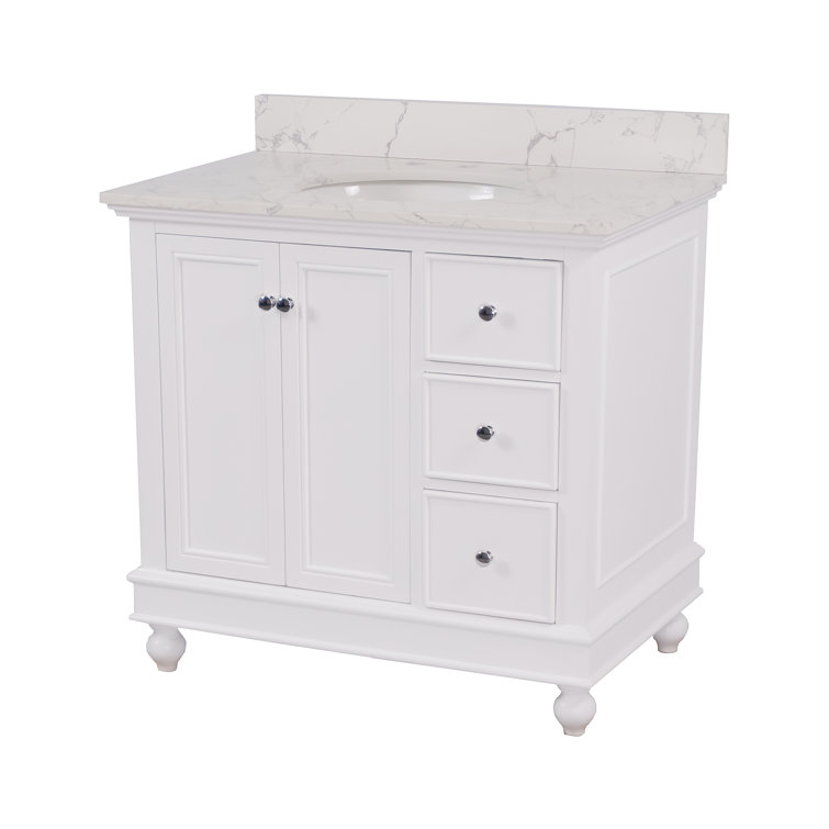 Ferdinand 36'' White Engineered Marble Single Bathroom Vanity