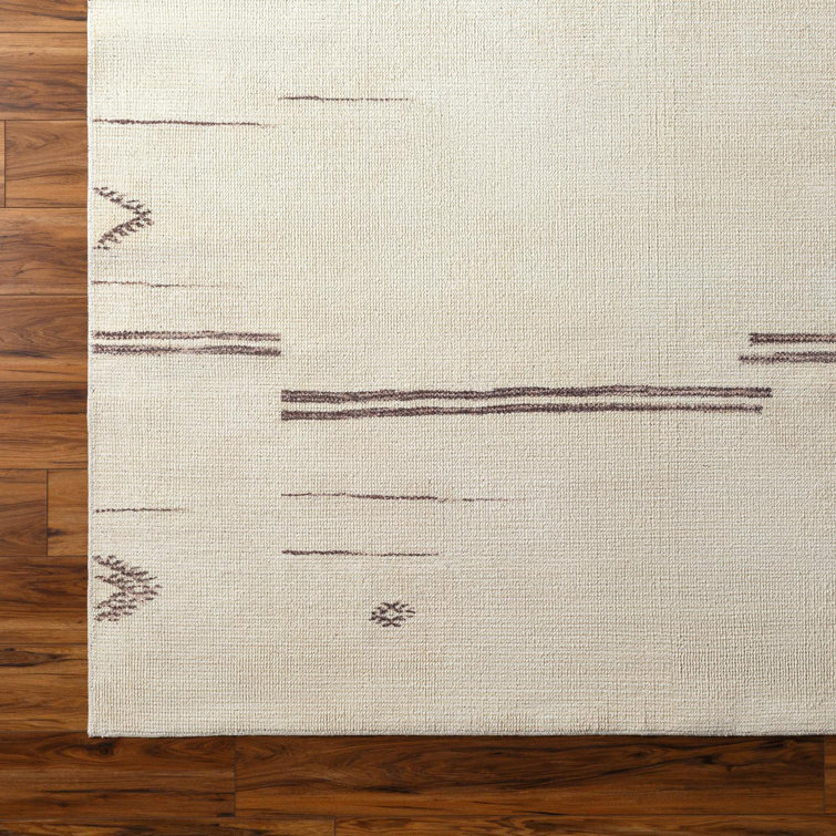 Ivory Geometric Low Pile Rectangular Area Rug