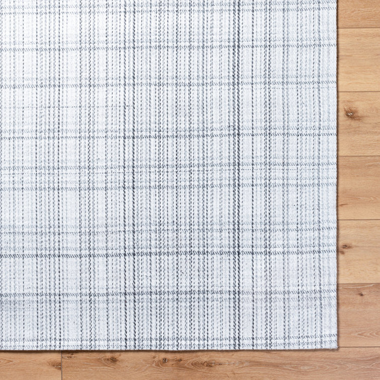 Sammy Slate Plaid Hand-Woven Black and Gray Wool Rug