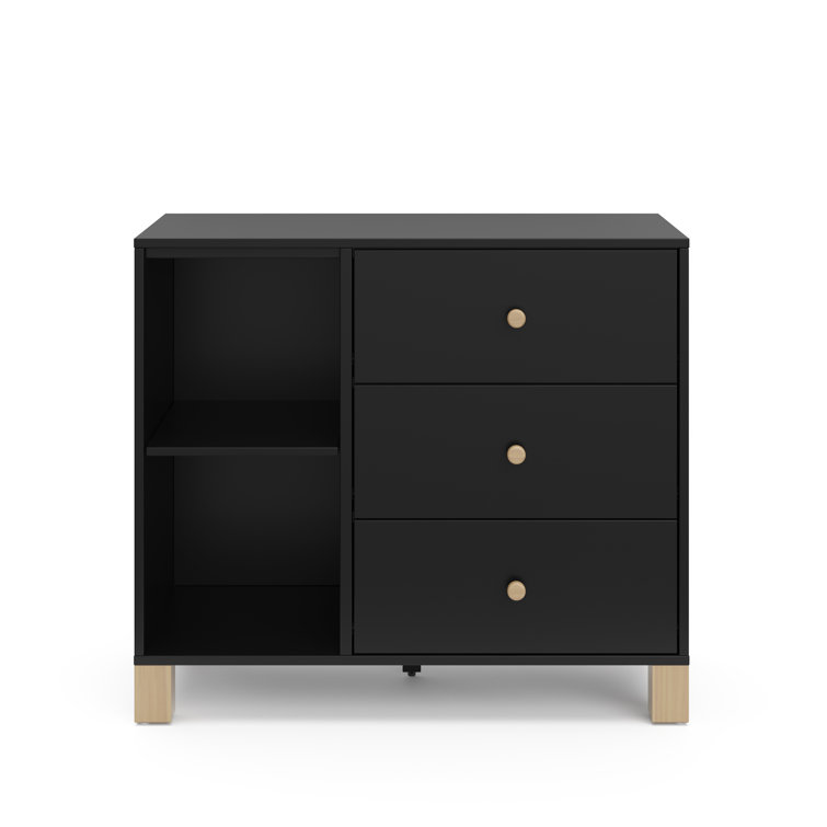 Black and Driftwood 3-Drawer Combo Nursery Dresser