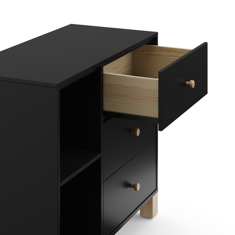 Black and Driftwood 3-Drawer Combo Nursery Dresser
