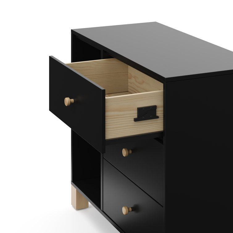Black and Driftwood 3-Drawer Combo Nursery Dresser