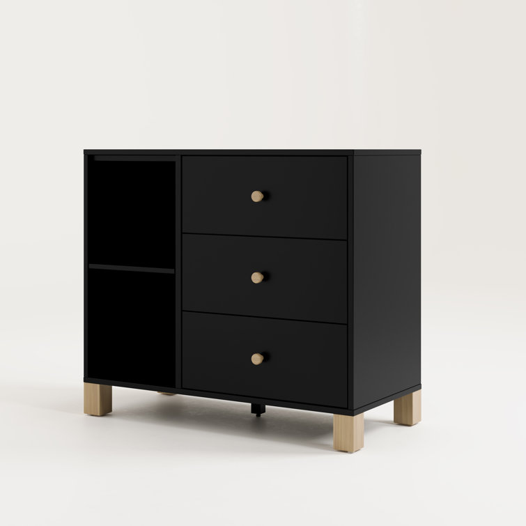 Black and Driftwood 3-Drawer Combo Nursery Dresser