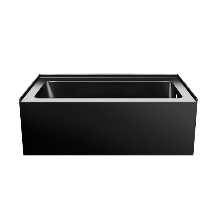 Black Acrylic Alcove Soaking Bathtub with Apron Front, 54" x 30"