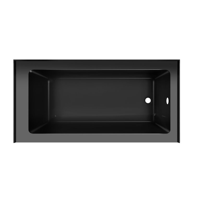 Black Acrylic Alcove Soaking Bathtub with Apron Front, 54" x 30"