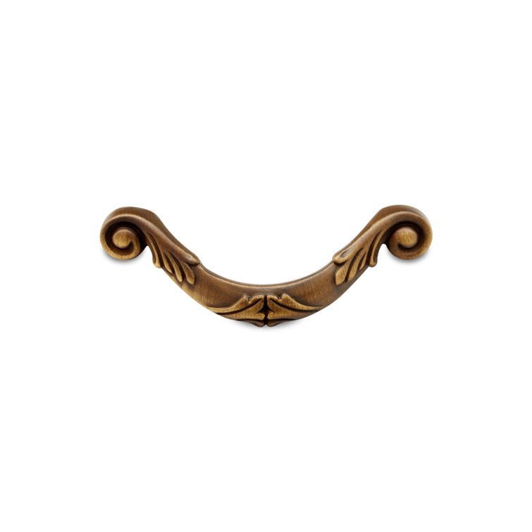Antique Bronze Ornate Curved Drop Bail Pull with Mounting Hardware