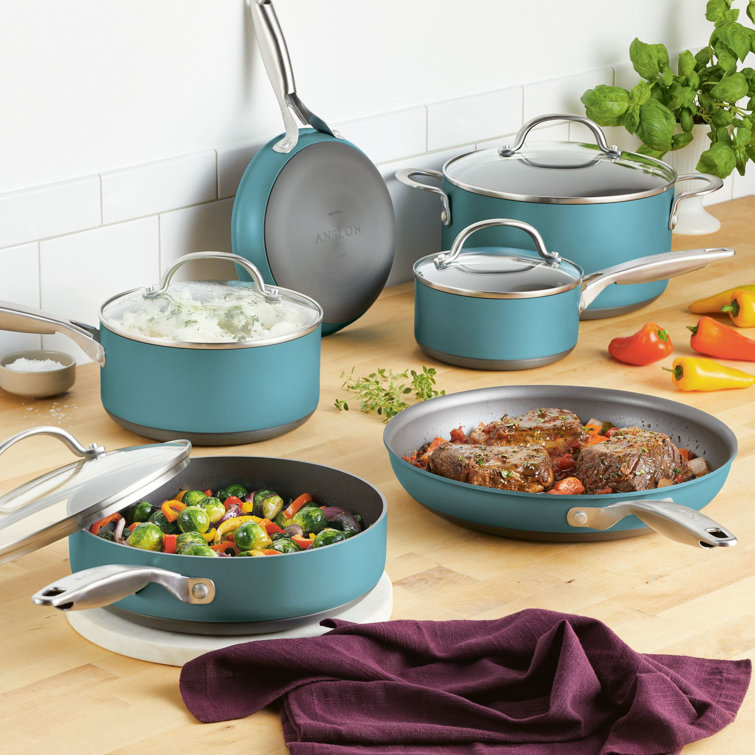 Silver 10-Piece Nonstick Aluminum Cookware Set with Glass Lids
