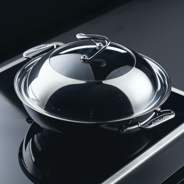 Circulon 14-Inch Stainless Steel Wok with Glass Lid