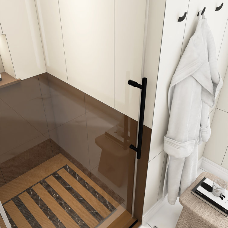 60-Inch Matte Black Frameless Sliding Shower Door with Clear Glass