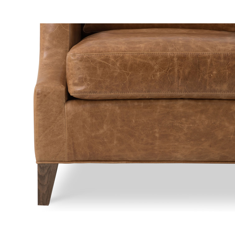 Brandy Brown Leather Accent Chair with Tapered Legs