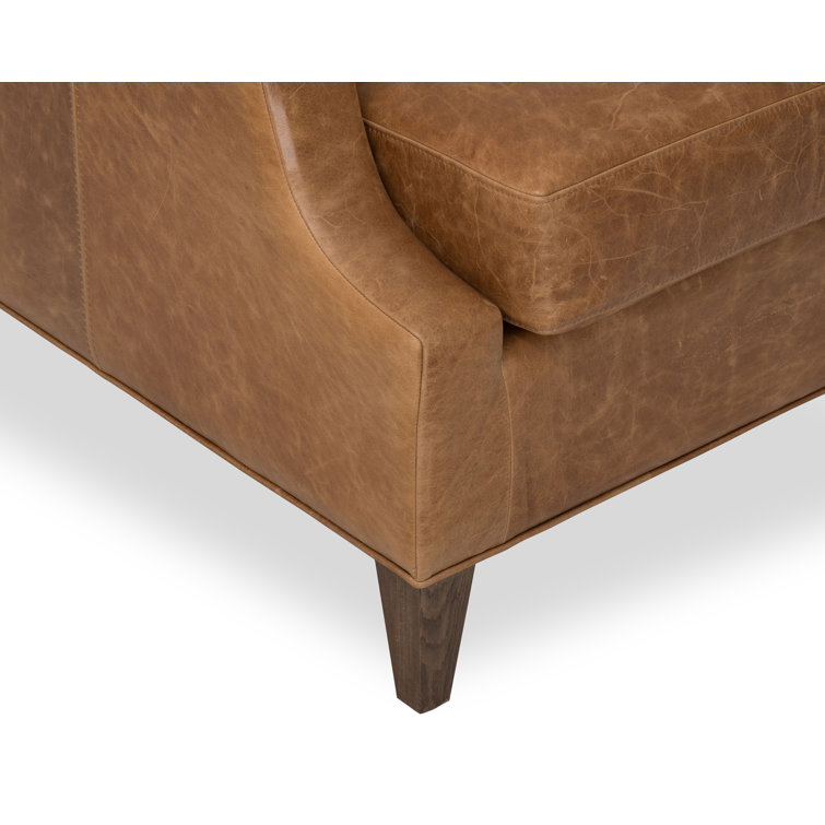 Brandy Brown Leather Accent Chair with Tapered Legs