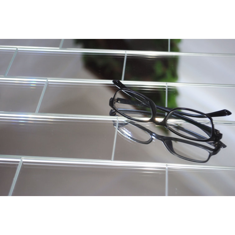 Silver Polished Glass Subway Peel and Stick Wall Tile