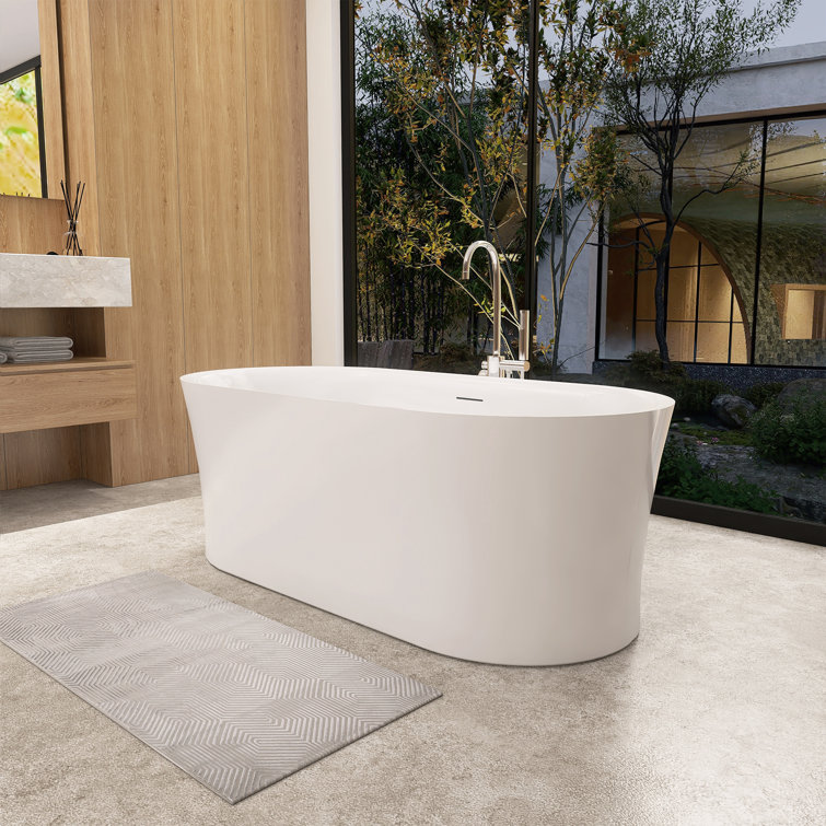 Royce 67" Glossy White Freestanding Acrylic Soaking Bathtub