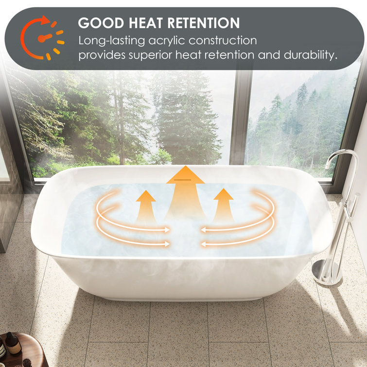 Sarnia 59" Glossy White Freestanding Acrylic Soaking Bathtub