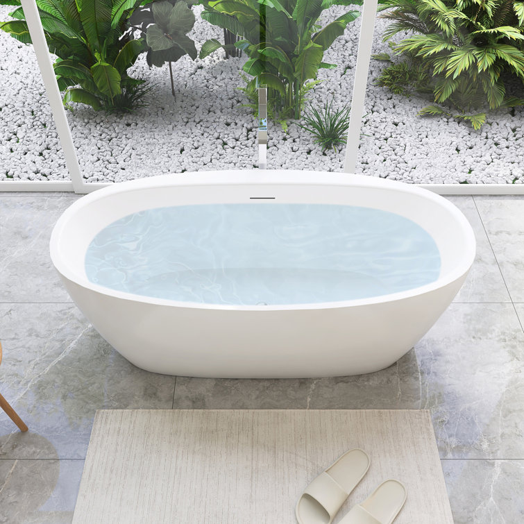 Altair 59" Glossy White Acrylic Freestanding Soaking Bathtub