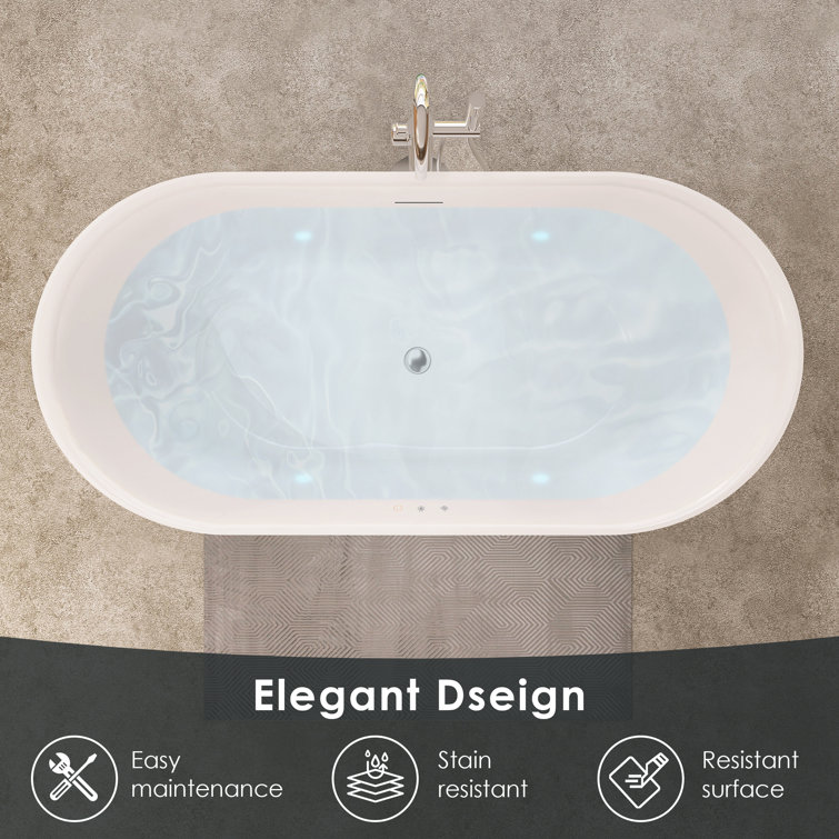 Royce 67" Glossy White Freestanding Acrylic Soaking Bathtub