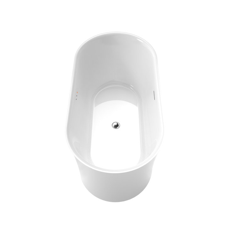 Royce 67" Glossy White Freestanding Acrylic Soaking Bathtub