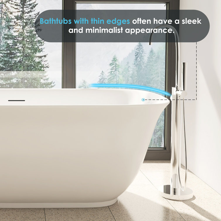 Sarnia 59" Glossy White Freestanding Acrylic Soaking Bathtub