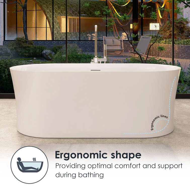 Royce 67" Glossy White Freestanding Acrylic Soaking Bathtub