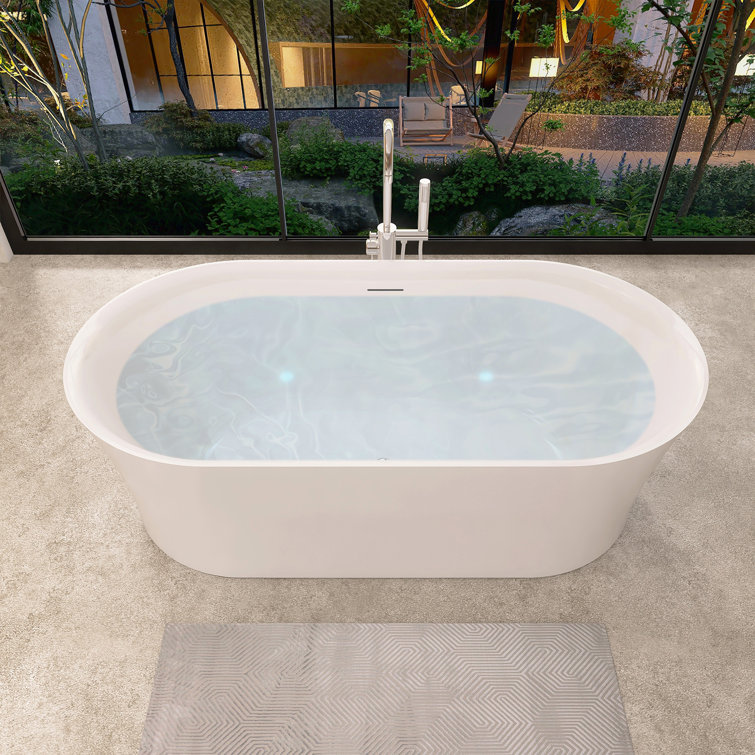 Royce 67" Glossy White Freestanding Acrylic Soaking Bathtub