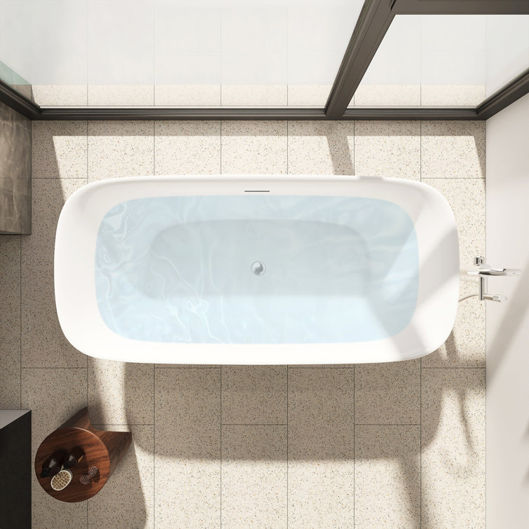Sarnia 59" Glossy White Freestanding Acrylic Soaking Bathtub