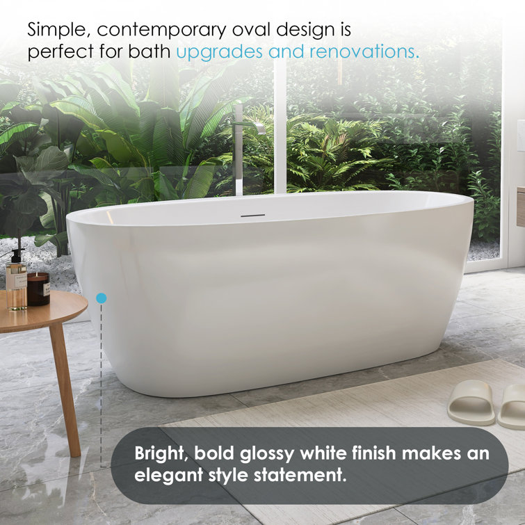 Altair 59" Glossy White Acrylic Freestanding Soaking Bathtub