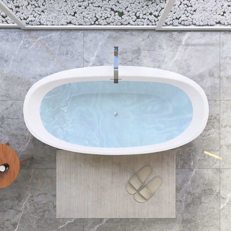 Altair 59" Glossy White Acrylic Freestanding Soaking Bathtub