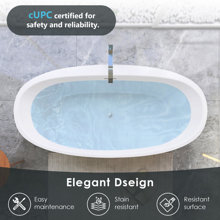 Altair 59" Glossy White Acrylic Freestanding Soaking Bathtub