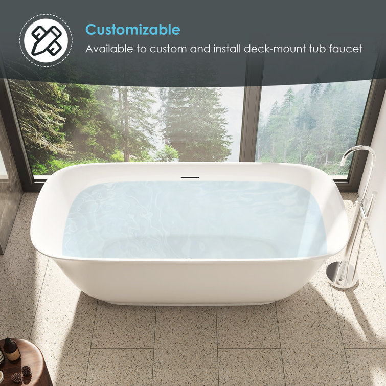 Sarnia 59" Glossy White Freestanding Acrylic Soaking Bathtub